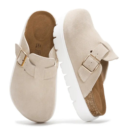 Project Cloud Benton Chunky Women's Genuine Leather Platform Clogs | ProjectPlush Lightweight Non-Slip Walking Mules