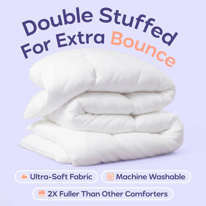 Marshmallow Comforter, Double-Stuffed Ultra Soft A-Class Fabric Blanket, Heat Adaptive Vegan Fill OEKO-TEX Certified Machine Washable