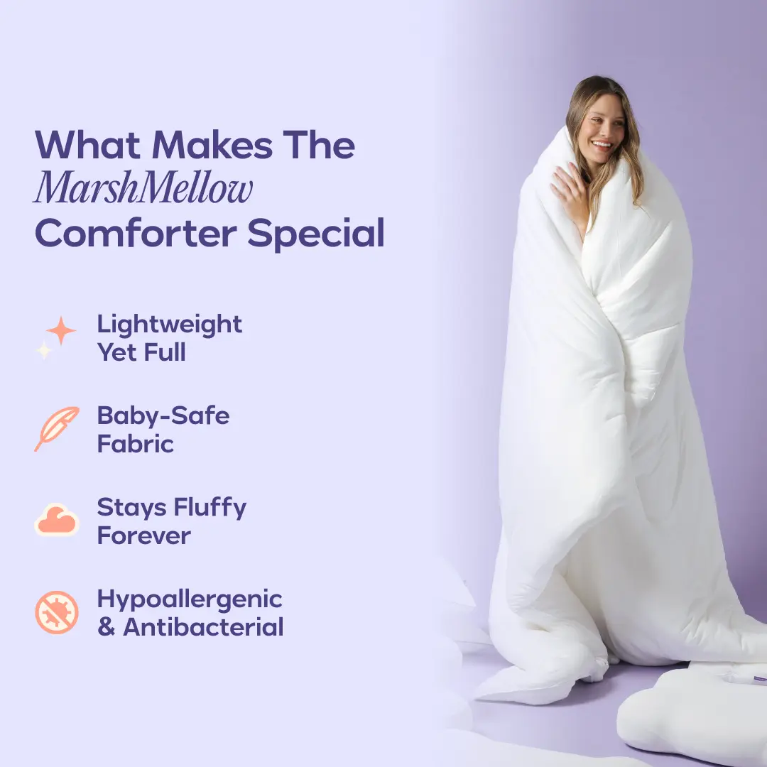 Marshmallow Comforter, Double-Stuffed Ultra Soft A-Class Fabric Blanket, Heat Adaptive Vegan Fill OEKO-TEX Certified Machine Washable