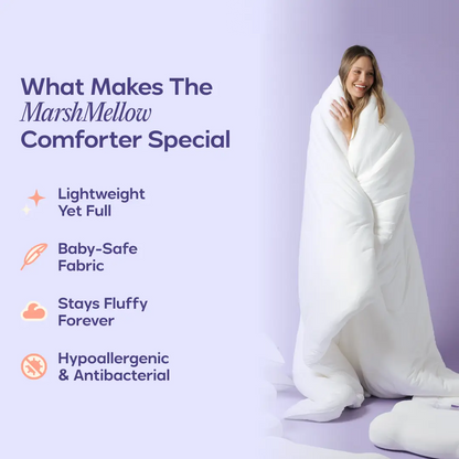 Marshmallow Comforter, Double-Stuffed Ultra Soft A-Class Fabric Blanket, Heat Adaptive Vegan Fill OEKO-TEX Certified Machine Washable