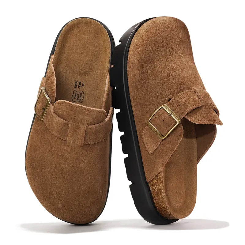 Project Cloud Benton Chunky Women's Genuine Leather Platform Clogs | ProjectPlush Lightweight Non-Slip Walking Mules