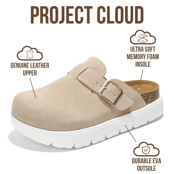 Project Cloud Benton Chunky Women's Genuine Leather Platform Clogs | ProjectPlush Lightweight Non-Slip Walking Mules
