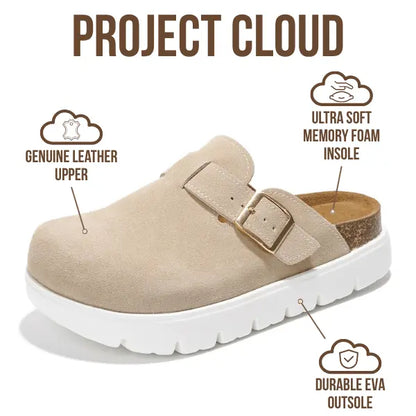 Project Cloud Benton Chunky Women's Genuine Leather Platform Clogs | ProjectPlush Lightweight Non-Slip Walking Mules