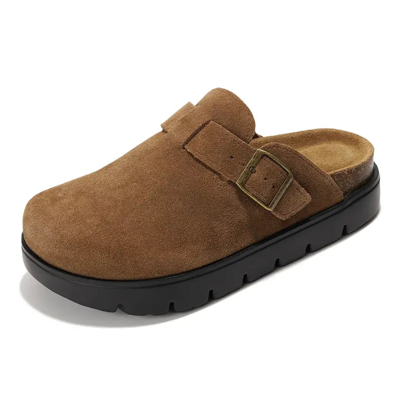 Project Cloud Benton Chunky Women's Genuine Leather Platform Clogs | ProjectPlush Lightweight Non-Slip Walking Mules