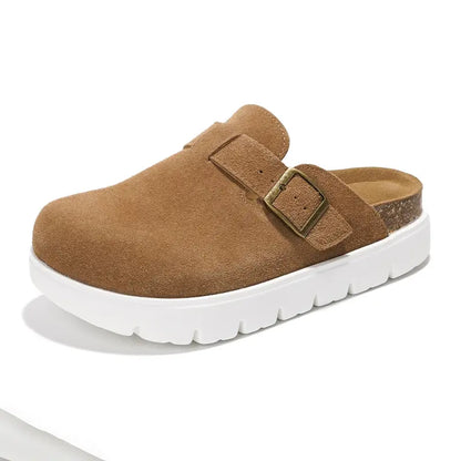 Project Cloud Benton Chunky Women's Genuine Leather Platform Clogs | ProjectPlush Lightweight Non-Slip Walking Mules