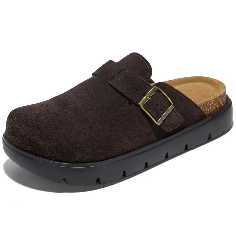 Project Cloud Benton Chunky Women's Genuine Leather Platform Clogs | ProjectPlush Lightweight Non-Slip Walking Mules