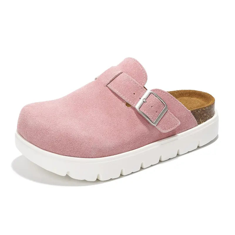 Project Cloud Benton Chunky Women's Genuine Leather Platform Clogs | ProjectPlush Lightweight Non-Slip Walking Mules