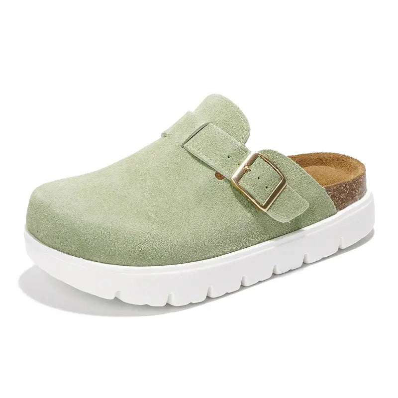 Project Cloud Benton Chunky Women's Genuine Leather Platform Clogs | ProjectPlush Lightweight Non-Slip Walking Mules