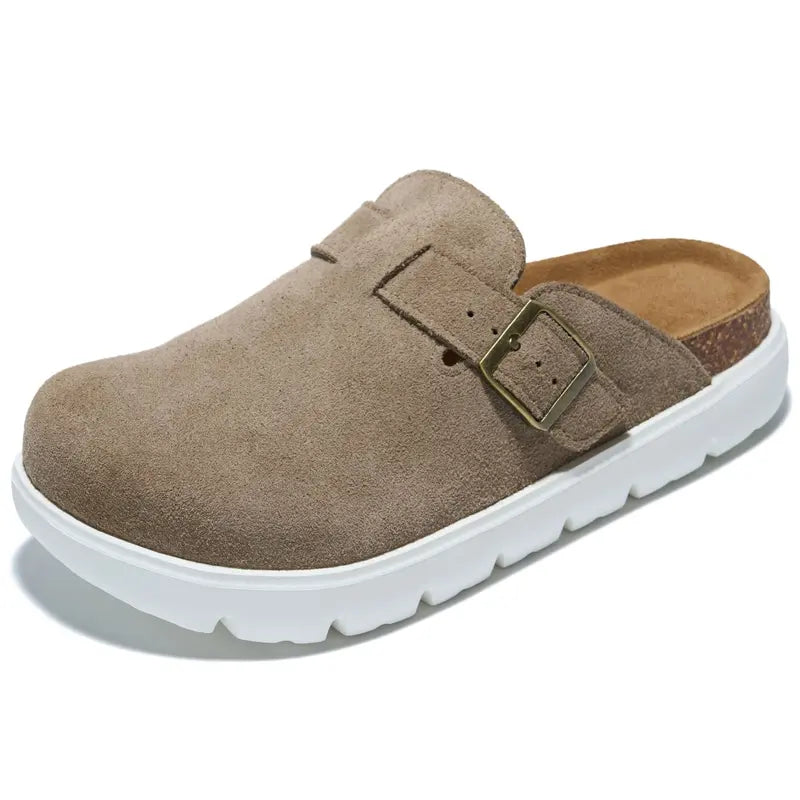 Project Cloud Benton Chunky Women's Genuine Leather Platform Clogs | ProjectPlush Lightweight Non-Slip Walking Mules