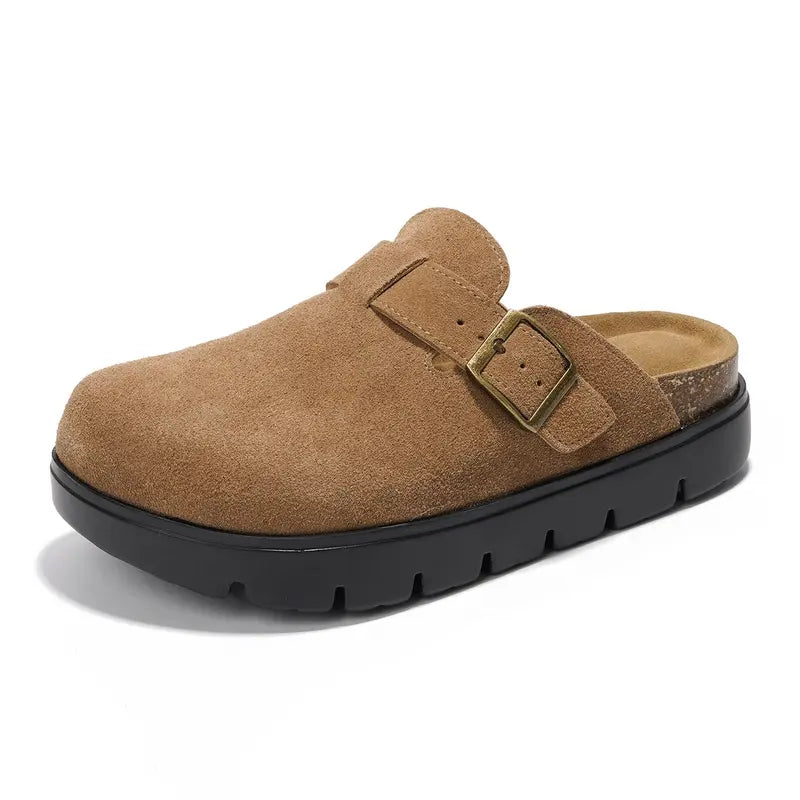 Project Cloud Benton Chunky Women's Genuine Leather Platform Clogs | ProjectPlush Lightweight Non-Slip Walking Mules