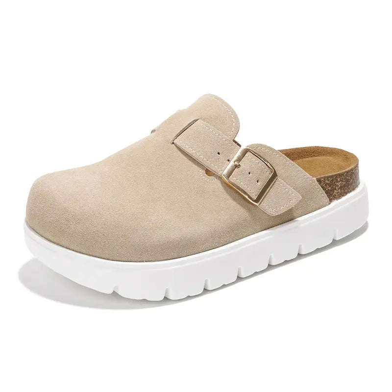 Project Cloud Benton Chunky Women's Genuine Leather Platform Clogs | ProjectPlush Lightweight Non-Slip Walking Mules