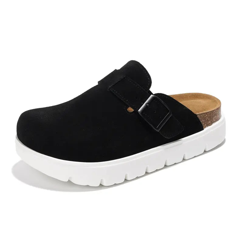 Project Cloud Benton Chunky Women's Genuine Leather Platform Clogs | ProjectPlush Lightweight Non-Slip Walking Mules