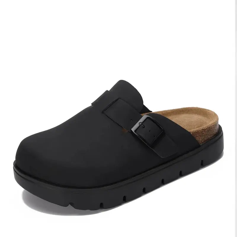 Project Cloud Benton Chunky Women's Genuine Leather Platform Clogs | ProjectPlush Lightweight Non-Slip Walking Mules