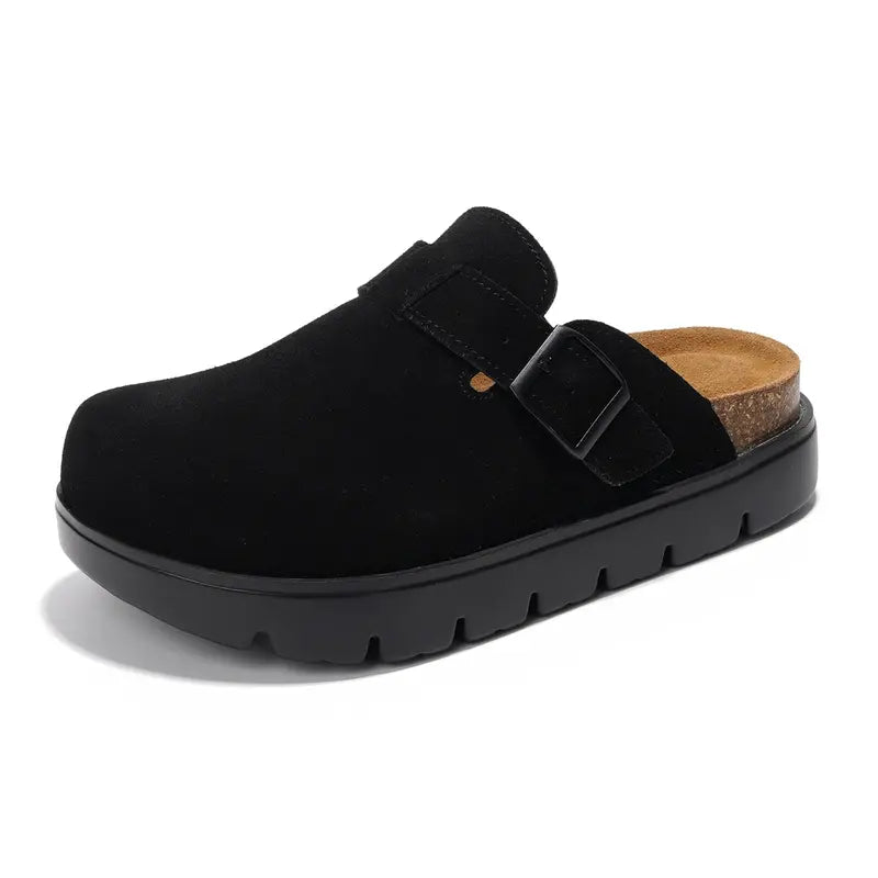 Project Cloud Benton Chunky Women's Genuine Leather Platform Clogs | ProjectPlush Lightweight Non-Slip Walking Mules